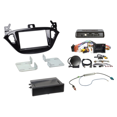 2-DIN installasjonssett med oppbevaringsrom Opel Adam/Corsa E, Piano Black 2013-2017