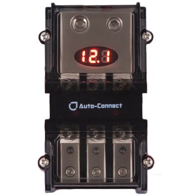 Auto-Connect mini-ANL sikringsblokk med voltmeter, 3 stk. sikringer