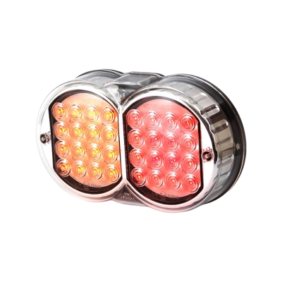 Strands Rundx2 LED 3 Kamre 12-24V, L:208 H:121 D:57Mm Festebolt M8