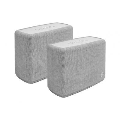 2-pakke Audio Pro A15 bærbar WiFi- og Bluetooth-høyttaler, lys grå