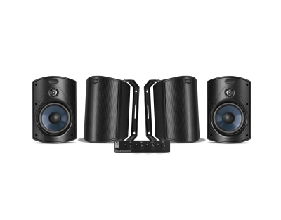 System One SC4B høyttalerveksel & 2 par Polk Audio Atrium 4 svarte utendørshøyttalere