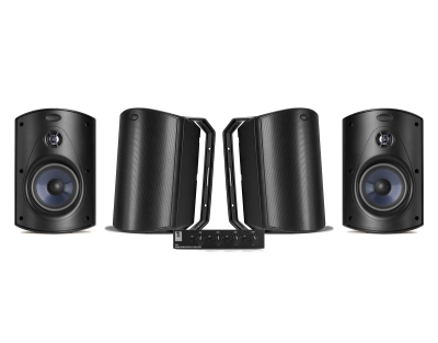 System One SC4B & 2 par Polk Audio Atrium 6 svarte utendørshøyttalere