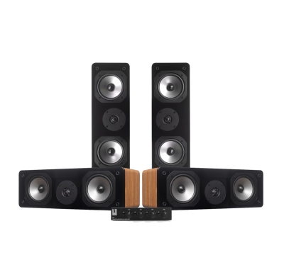 4-pakning Dynavoice C-5 i eik med System One SC4B høyttalerbryter, garasjepakke