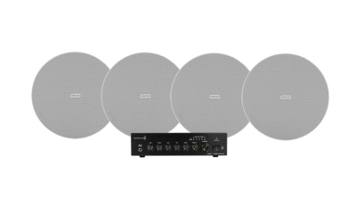 Dayton Audio DA40T med 4 stk Fonestar Sky-6T, kommersielt 100V-pakke