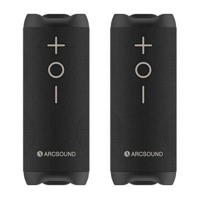 2-pakning Arcsound EDGE Bluetooth-høyttalere, svart