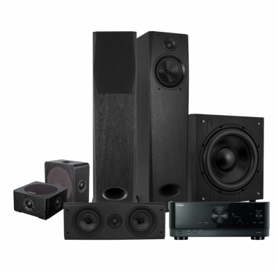 Yamaha RX-V4A & System One H16B med Around-5 5.1 hjemmekinopakke, svart