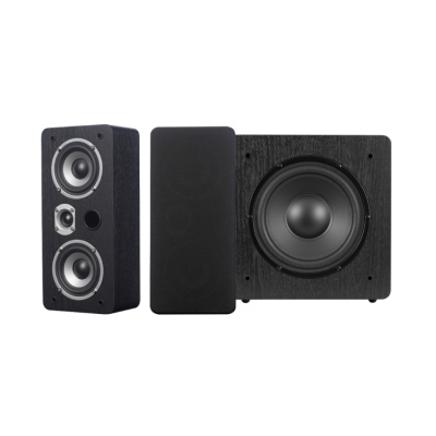 Dynavoice Magic LCR-4 EX med Challenger Sub 8, 2.1 høyttalerpakke i svart