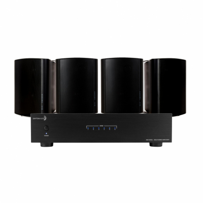 Dayton Audio MA1240 & 2 par DLS MB5i svarte utendørshøyttalere