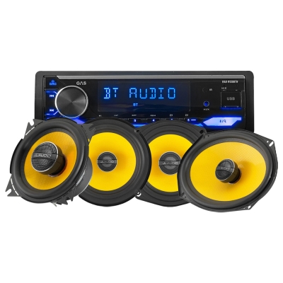 GAS MAD M130-BTN med JL Audio C1-koaksialhøyttalere, bilstereopakke