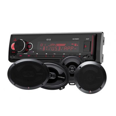 GAS MAX M140-BTX & Rockford Fosgate PUNCH-høyttalere, bilstereopakke