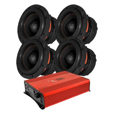 4-pakke GAS MAX S1-8D1 & Bass Habit SPL ELITE 5100.1DF, basspakke