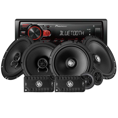 Pioneer MVH-230BT & DLS PA fram- og baksystem, bilstereopakke