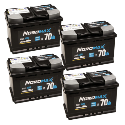 Batteripakke, 4 stk Nordmax AGM-batteri, 70Ah / 12V