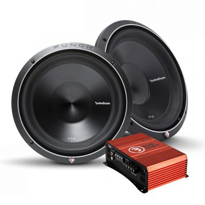 2-pakning Rockford Fosgate P3D2-12 & Bass Habit SE550.2DF, baspakke