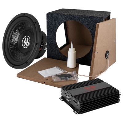 DLS PE10.D2 lukket basskasse i byggesett med forsterker