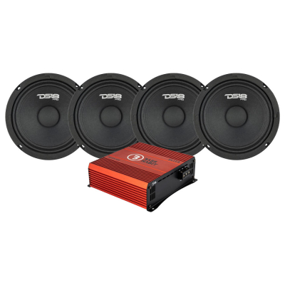 4-pakning DS18 PRO-GM6.4 & Bass Habit SPL ELITE 225.4DF