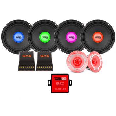 4-pakke DS18 PRO-X6.4RGBCAP med PRO-TW1L, SPL-kit med RGB LED-belysning
