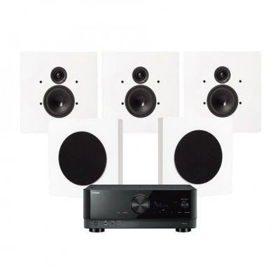 Yamaha RX-V6A & DLS Flatbox D-One On-Wall 5.0 hemmabiopaket, vit