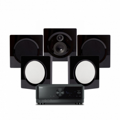 Yamaha RX-V6A & DLS Flatbox D-One 5.0 hemmabiopaket, pianosvart