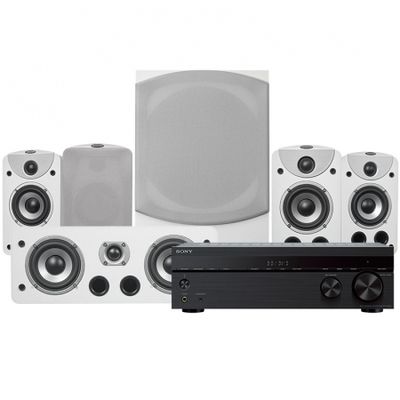 Sony STR-DH590 & Dynavoice Magic S-4, 5.1 hjemmekinopakke, hvit