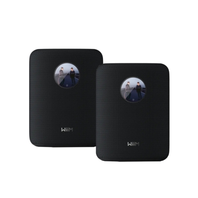 2-pakning WiiM Sound smart høyttalere med skjerm, svart