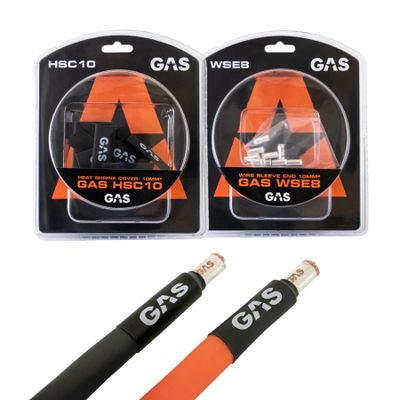 GAS 10-pakke krympestrømpe med ende/kabelhylser, 10mm²-kabel