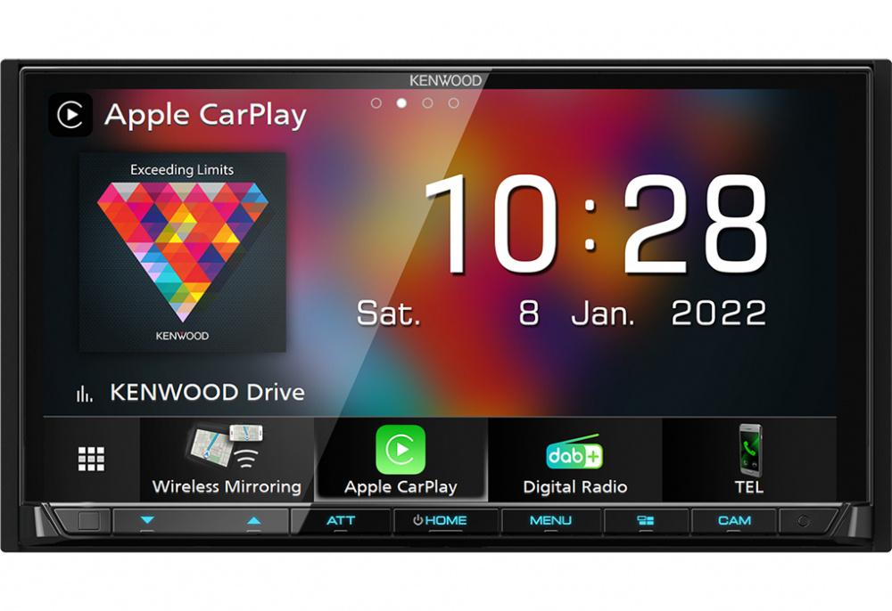 Kenwood DMX8021DABS, bilstereo med DAB+, trådløs CarPlay & Android Auto