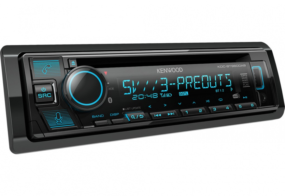 Kenwood KDC-BT960DAB, bilstereo med Bluetooth og DAB+ og 3 par lavt nivå med 5V