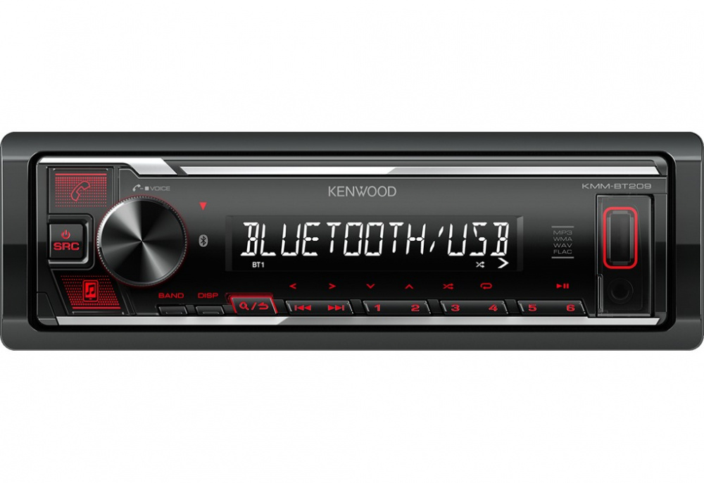 Kenwood KMM-BT209, bilstereo med Bluetooth, USB/AUX og kort chassi