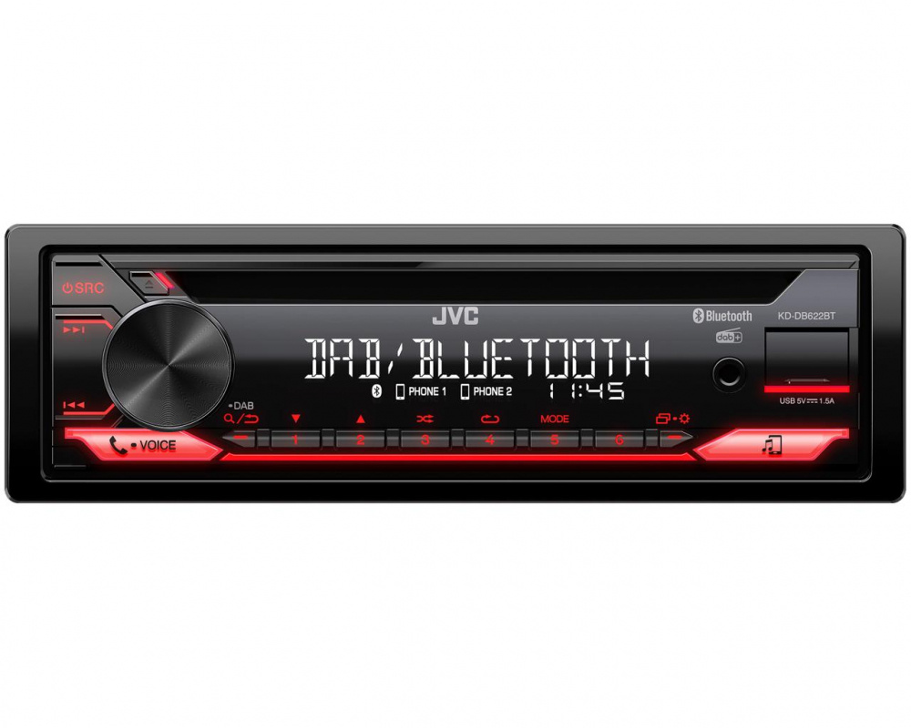 JVC KD-DB622BT, bilstereo med Bluetooth, CD og DAB+