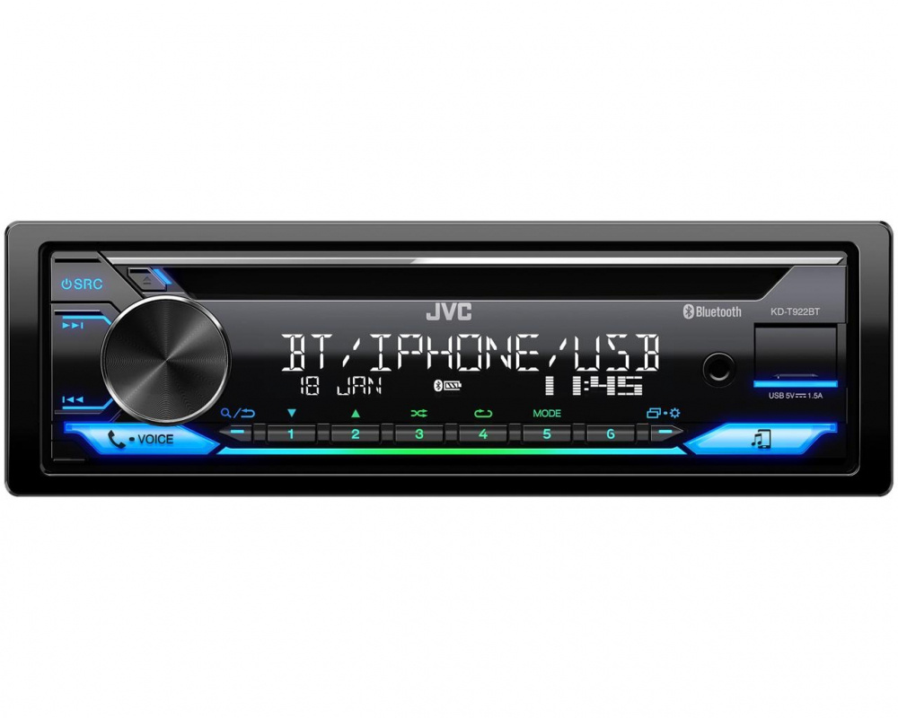 JVC KD-T922BT, bilstereo med Bluetooth og handsfree