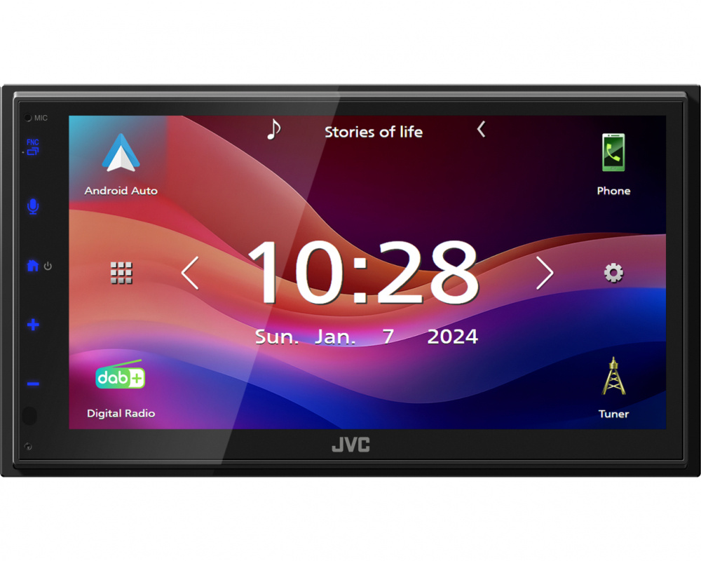 JVC KW-M595DBT, bilstereo med DAB, CarPlay, Android Auto og 2+1 par lavnivå