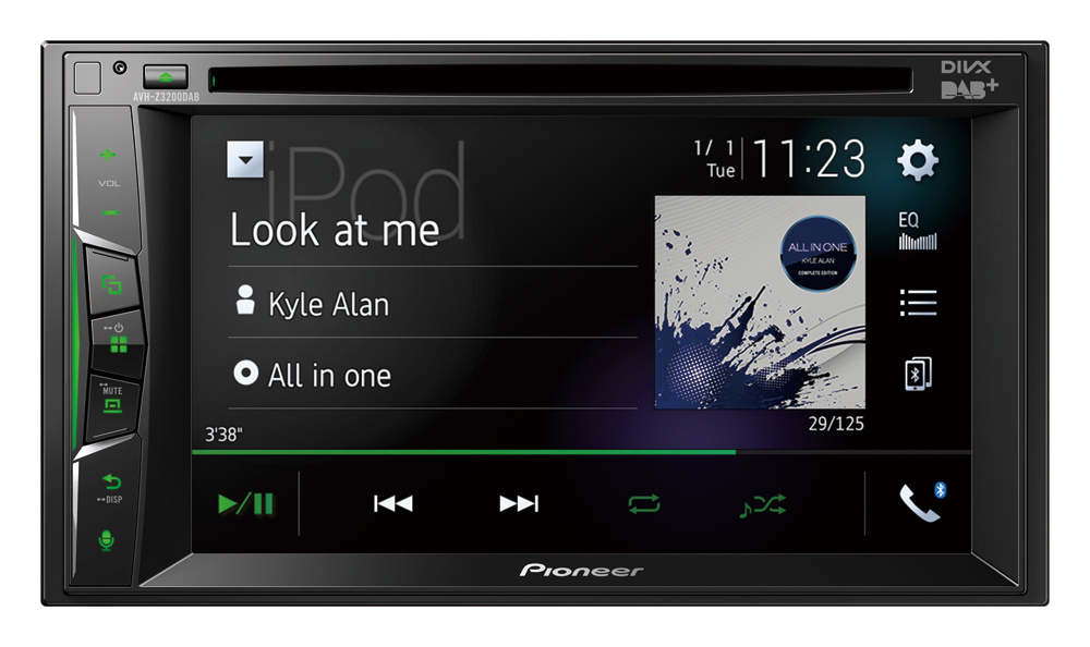 Pioneer AVH-Z3200DAB, smart bilstereo med Bluetooth og 3 par lavnivåutganger