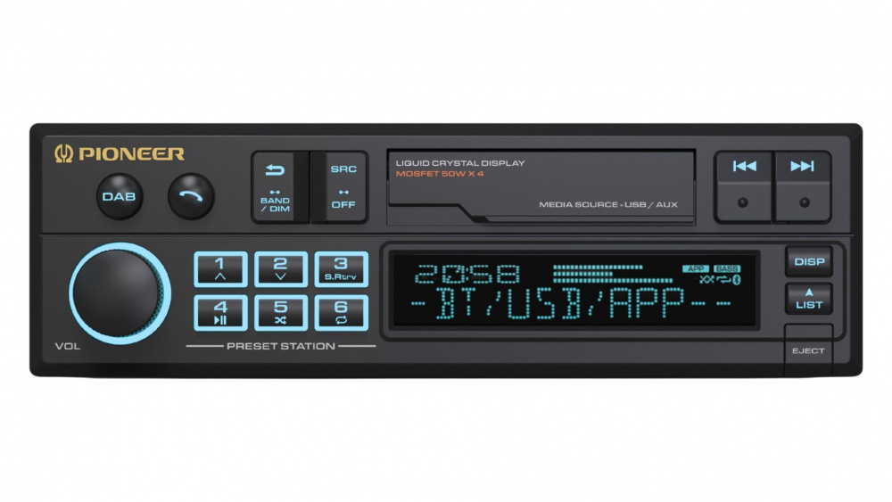 Pioneer SXT-C10PS, retrostereo med Bluetooth, DAB, USB/AUX og 3 par lavnivå