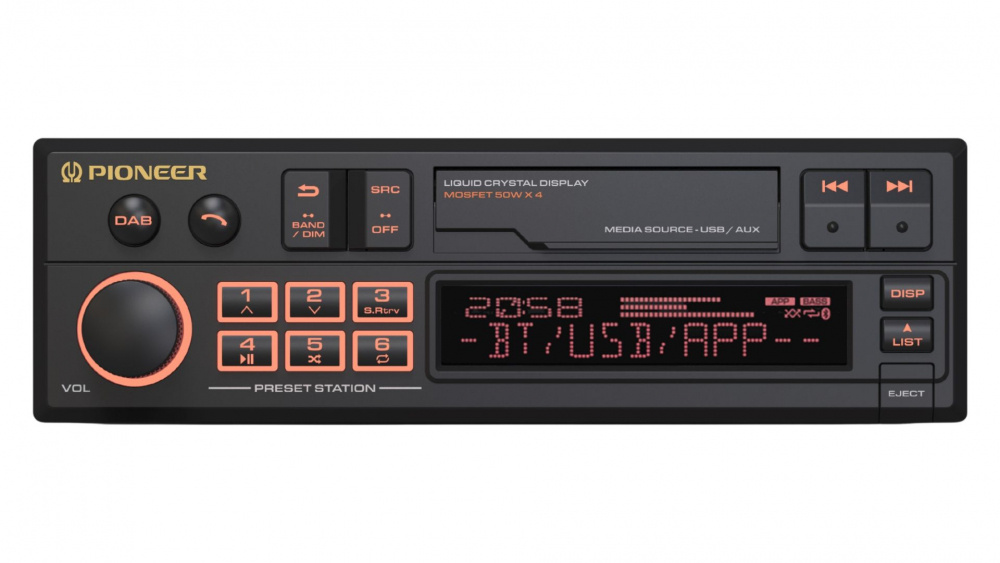 Pioneer SXT-C10PS, retrostereo med Bluetooth, DAB, USB/AUX og 3 par lavnivå