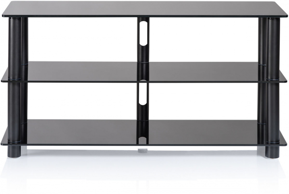 Norstone Epur 3, stilfull mediabänk med svarta hyllplan