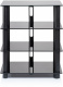 Norstone Epur 4, svart hifi-rack med svarta glashyllor