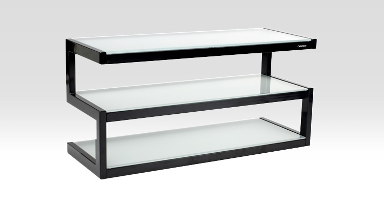 Norstone Esse, mediabenk pianosvart med frostet glass