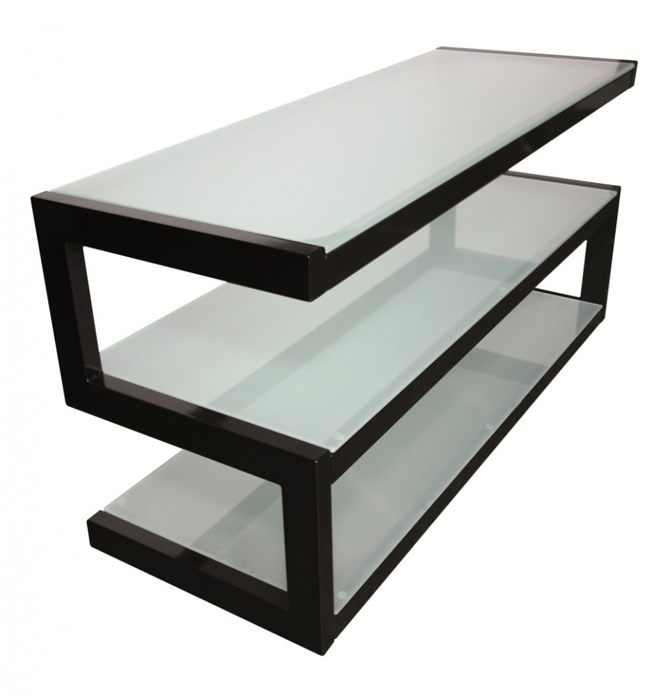 Norstone Esse, mediabenk pianosvart med frostet glass