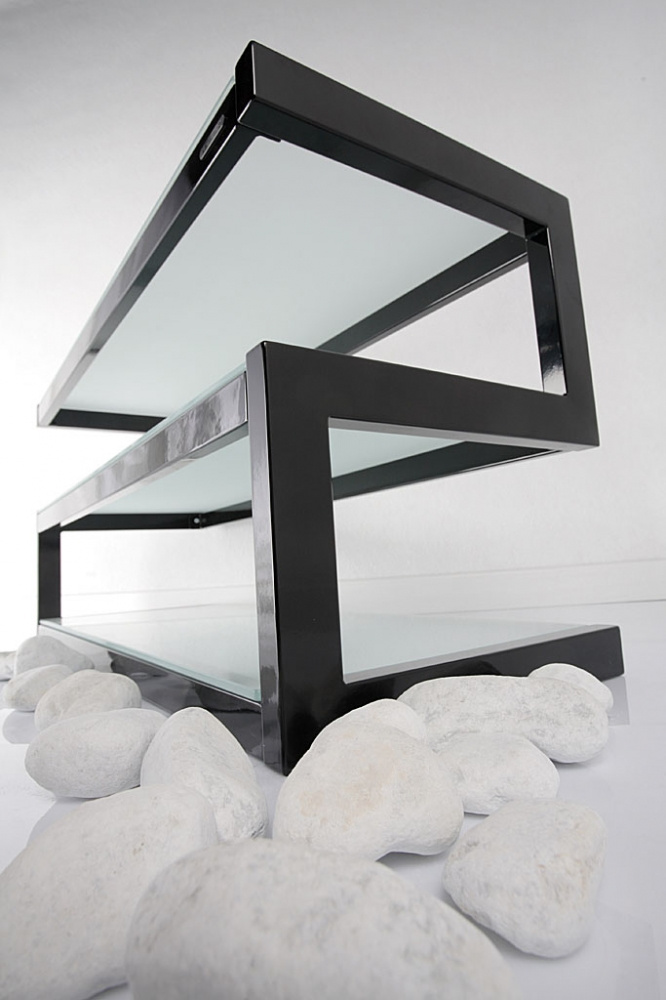 Norstone Esse, mediabenk pianosvart med frostet glass