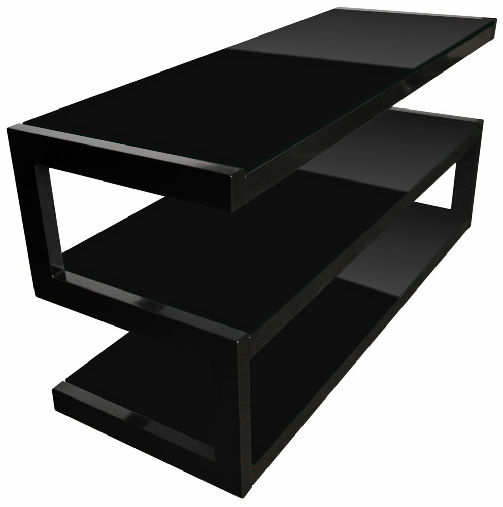 Norstone Esse, mediabenk pianosvart med svart glass