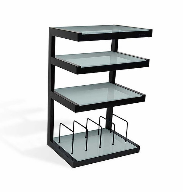 Norstone Esse Hifi Vinyl, matt svart med hvitfrostede hyller