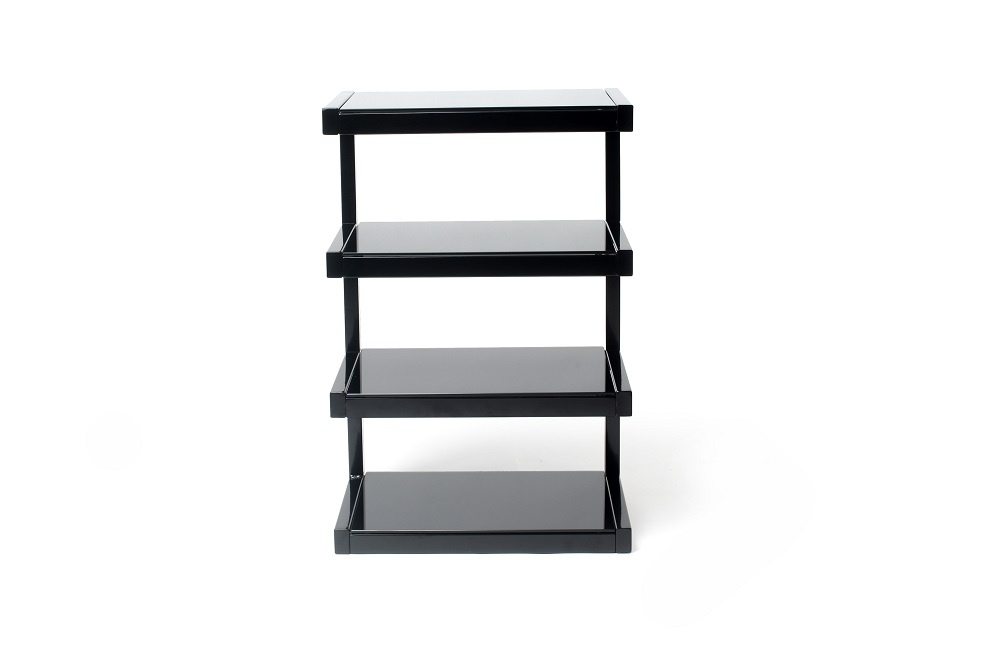 Norstone Esse Hifi, svart stereobenk med svarte hyller