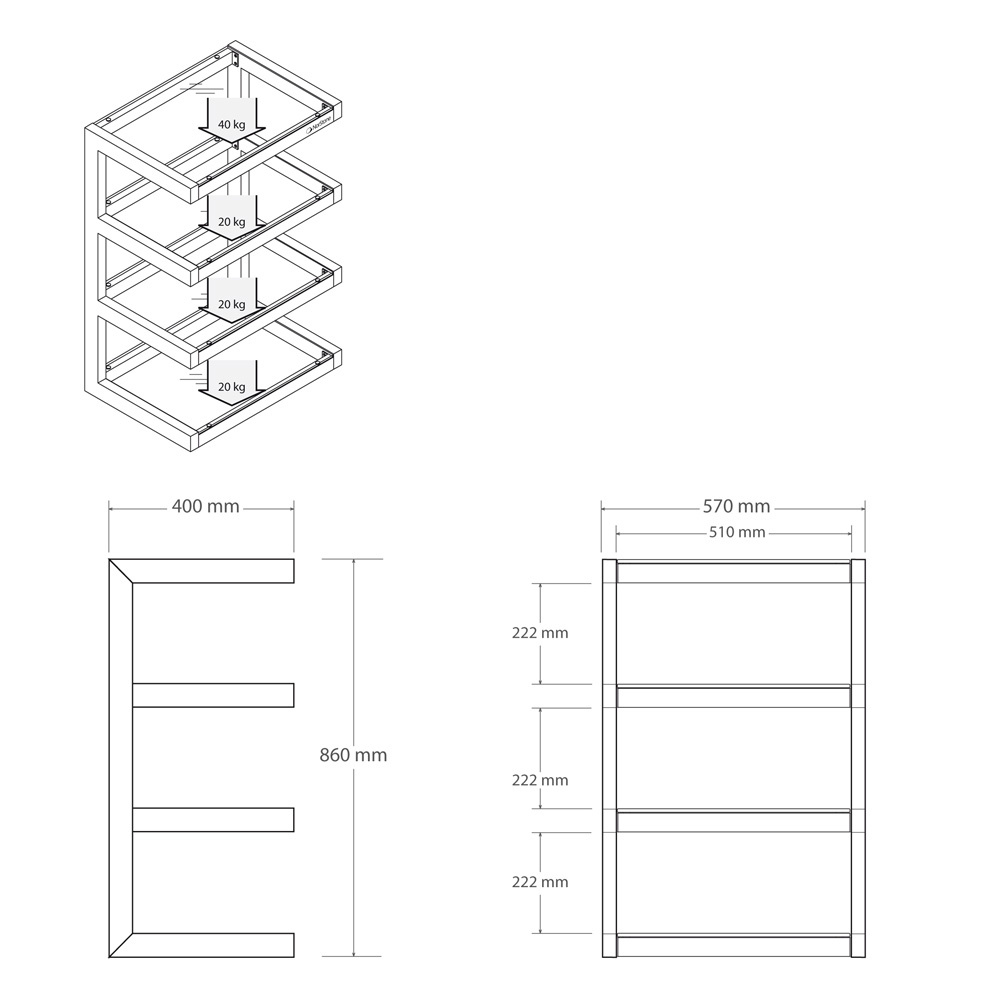 Norstone Esse Hifi, svart stereobenk med svarte hyller