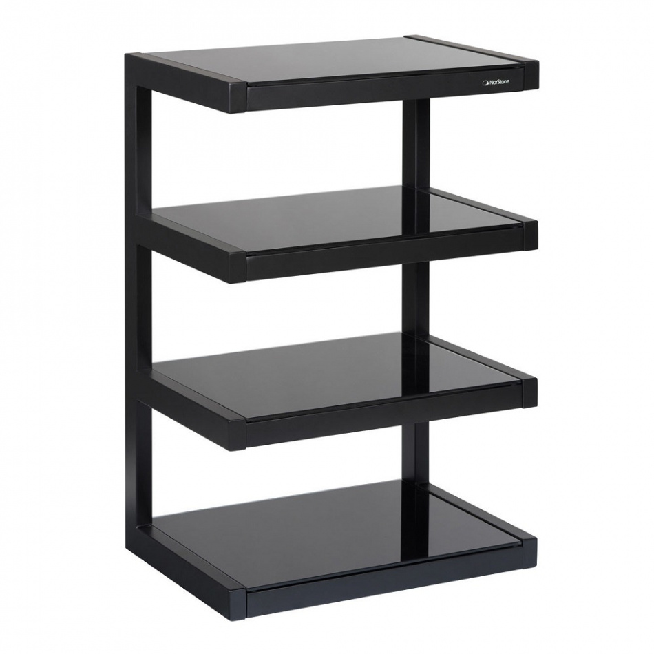 Norstone Esse Hifi, matt svart stereobenk med svarte hylleplan