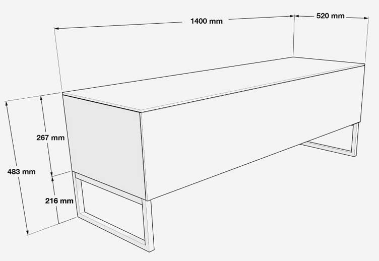 Norstone Khalm 140, TV/mediabenk pianohvit