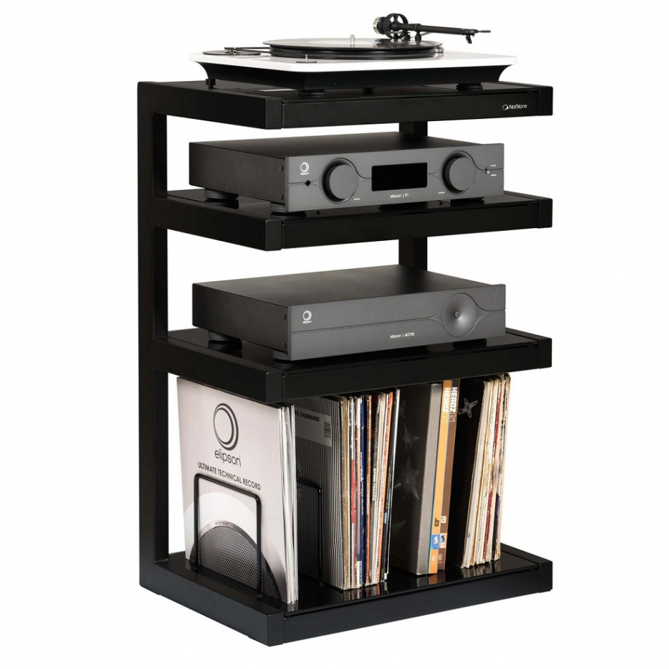 Norstone Esse Hifi Vinyl, matt svart stereobenk