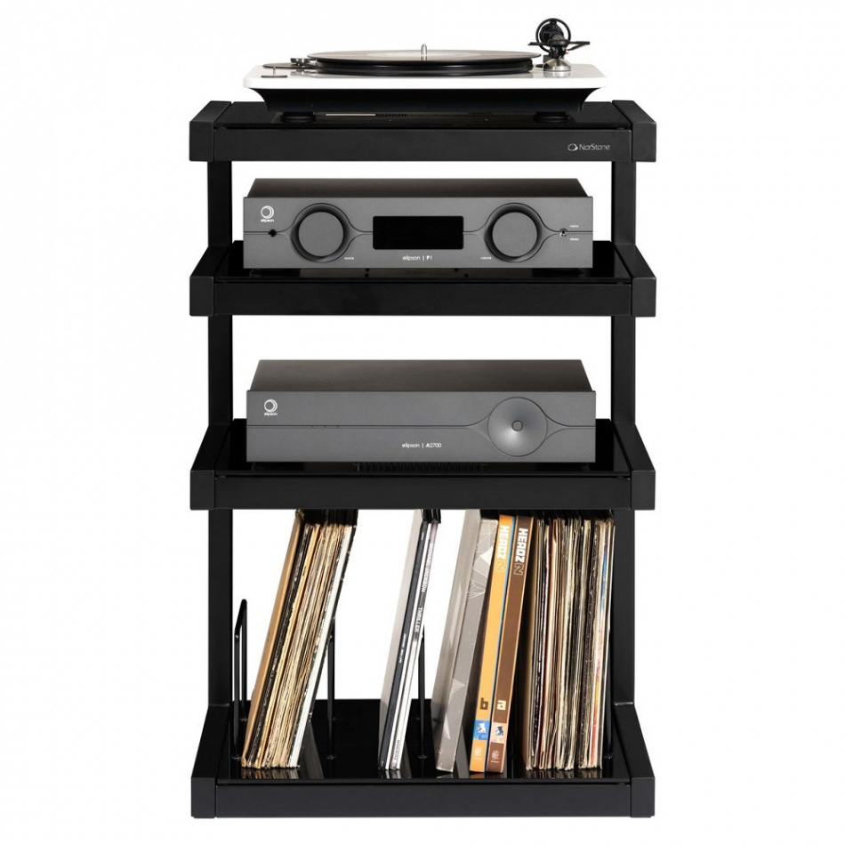 Norstone Esse Hifi Vinyl, matt svart stereobenk