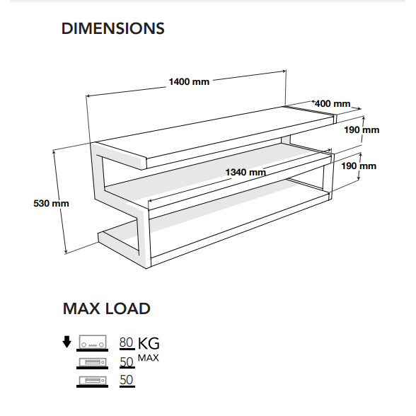 Norstone Esse 140 Mediebenk, Satin Svart