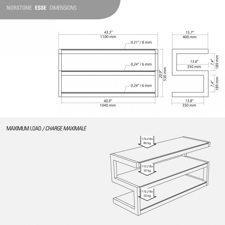Norstone Esse AV Mediabenk, Satin Svart
